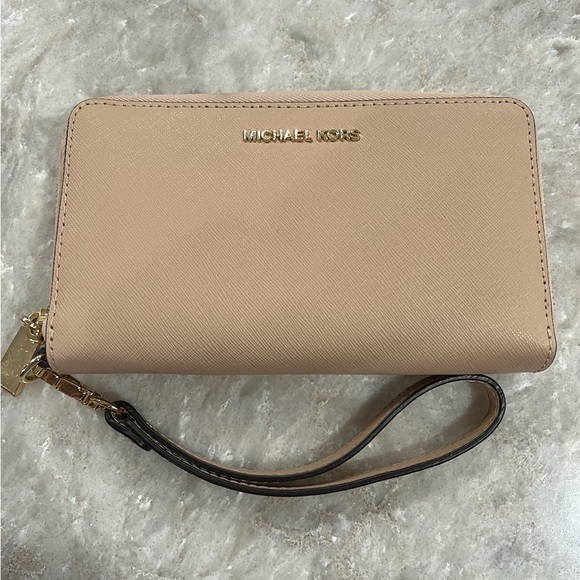 Michael Kors Handbags - Michael Kors Beige Zip-Around Wallet
